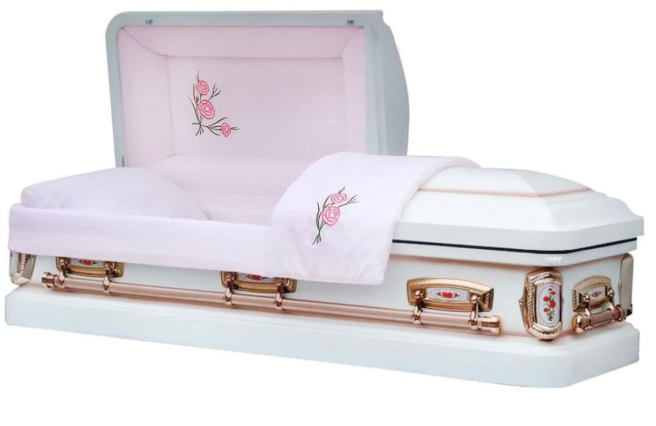 White Rose Brushed Casket