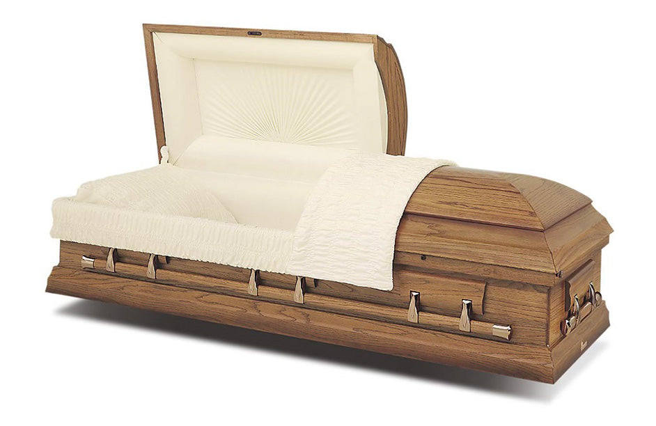 Medium Oak Wood Casket