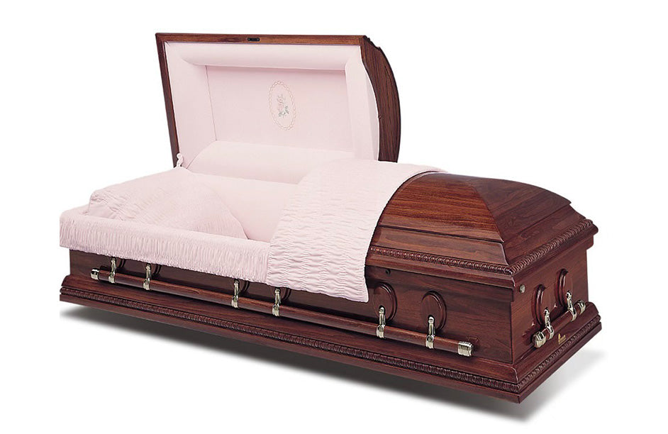 Cherry Wood Casket with Pink Liner
